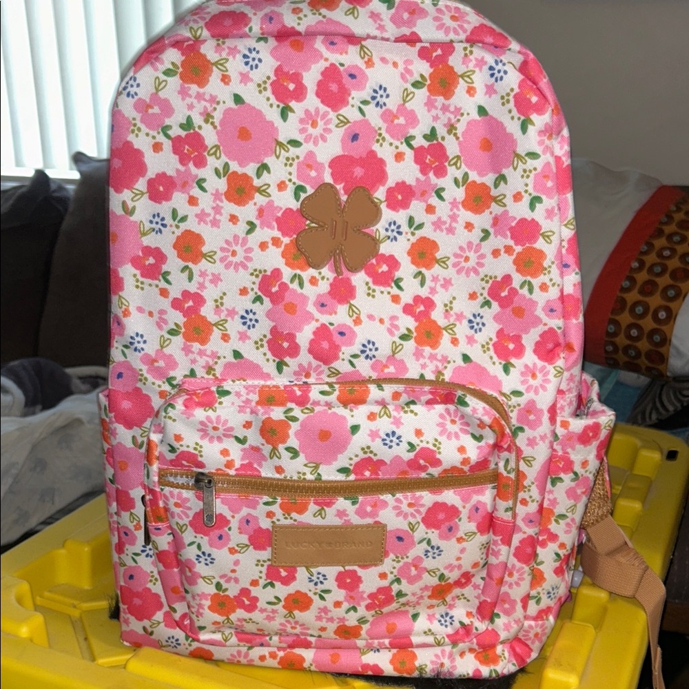 Lucky Brand Floral Pink and Orange Backpack NWOT